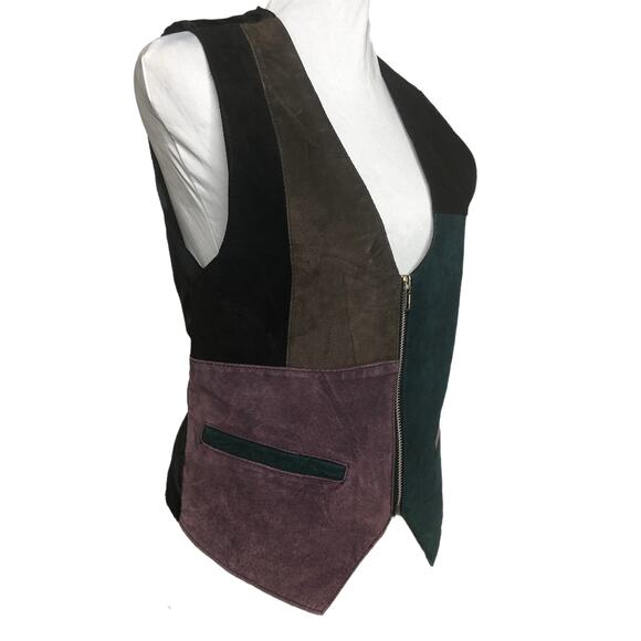 Color Block Suede Vest - Size Small - Picture 5 of 8